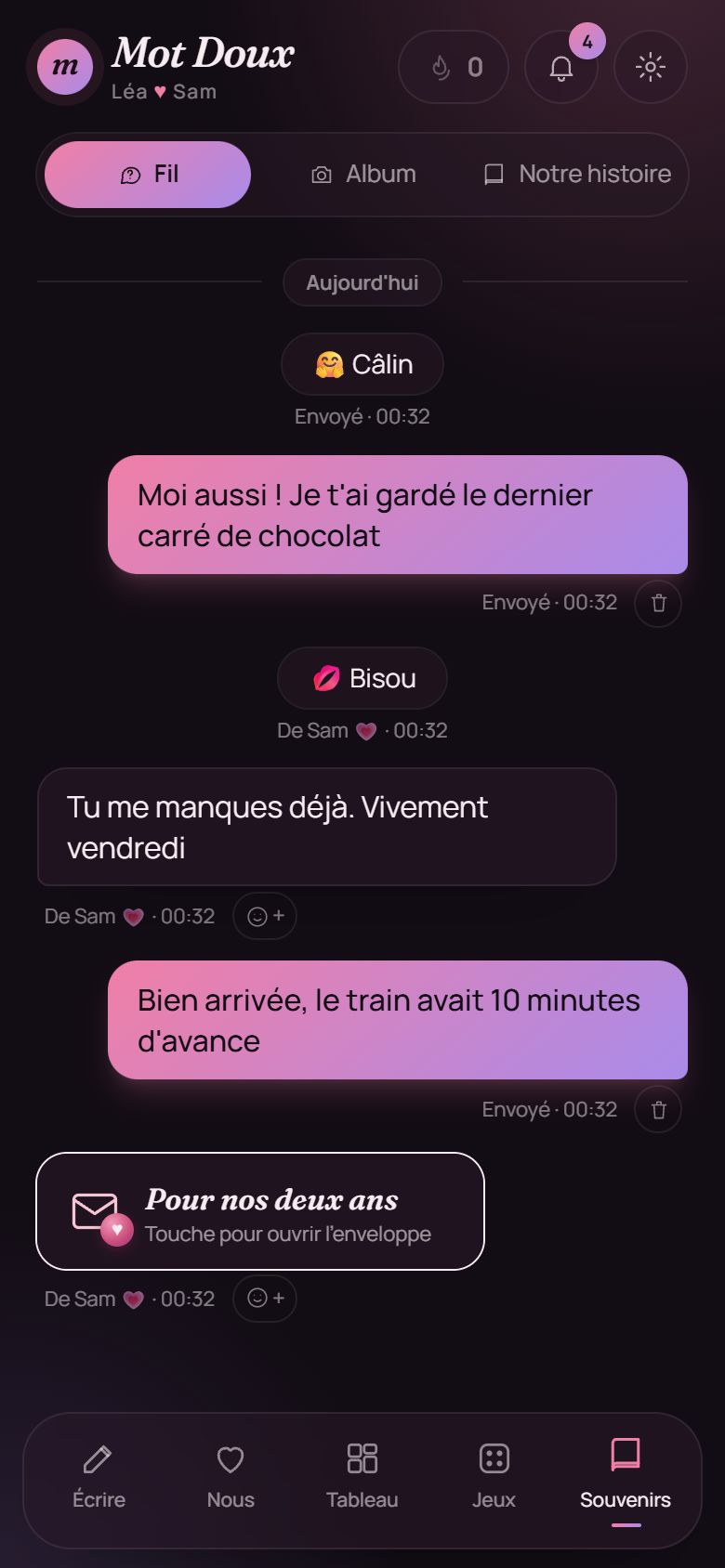 Vos mots, bisous et lettres, dans un fil rien qu'à vous